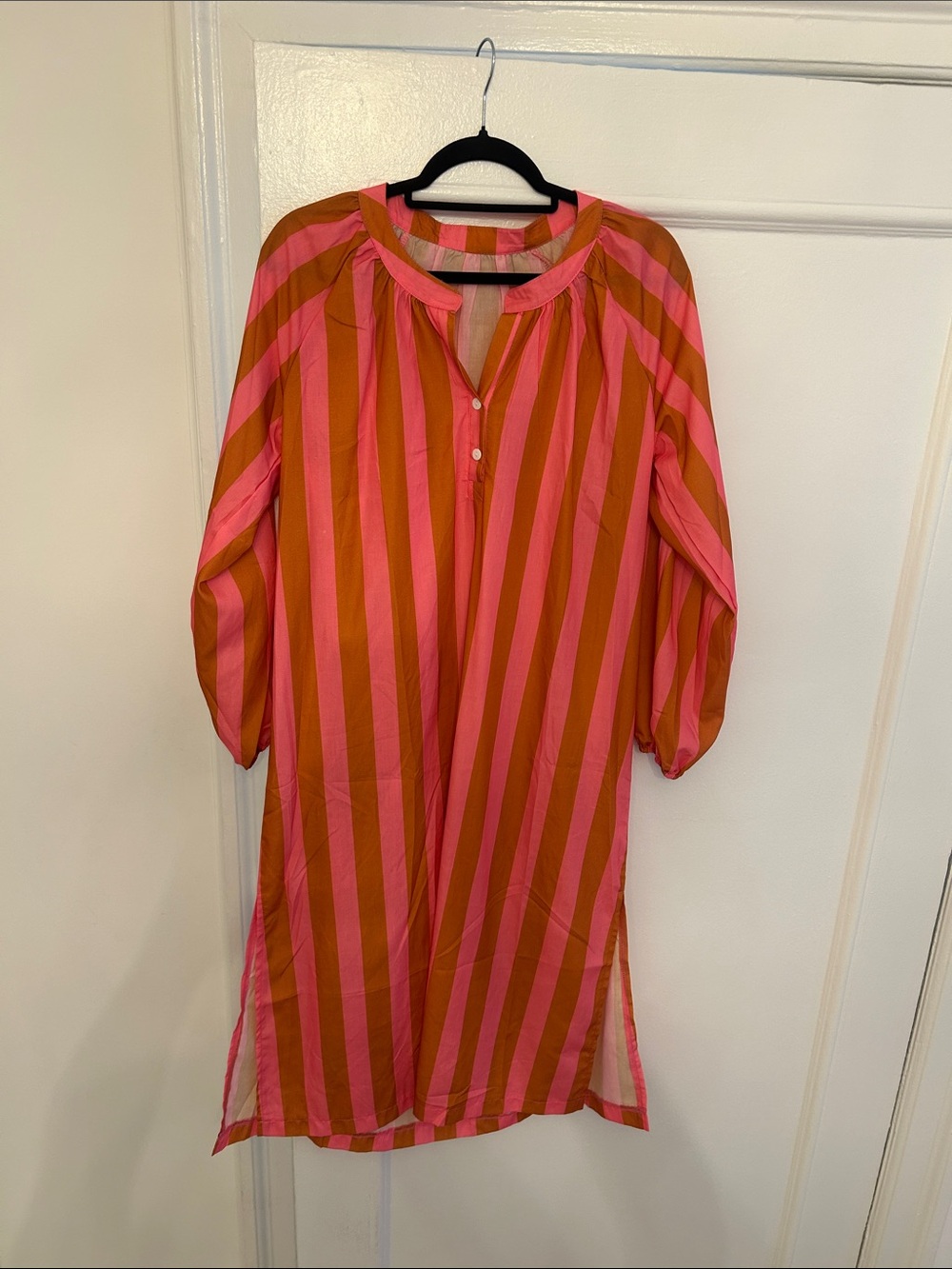 Source Unknown Pink and Orange Striped Maxi Dress